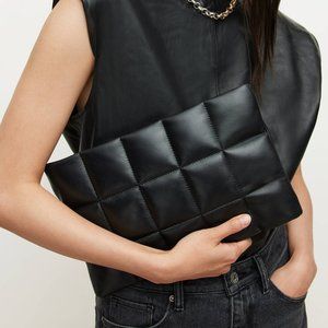 NWT Allsaints Bettina Leather Quilted Clutch
